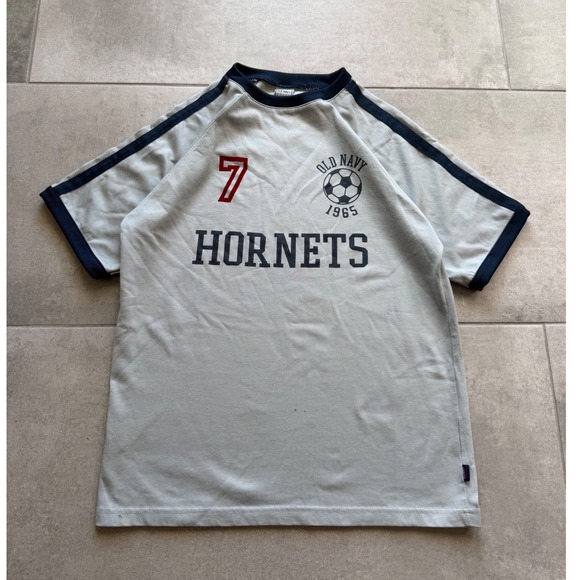 Old Navy Tops - Vintage Y2K Women's Old Navy Hornets Soccer Graphic Tee Blue Ringer Shirt  L